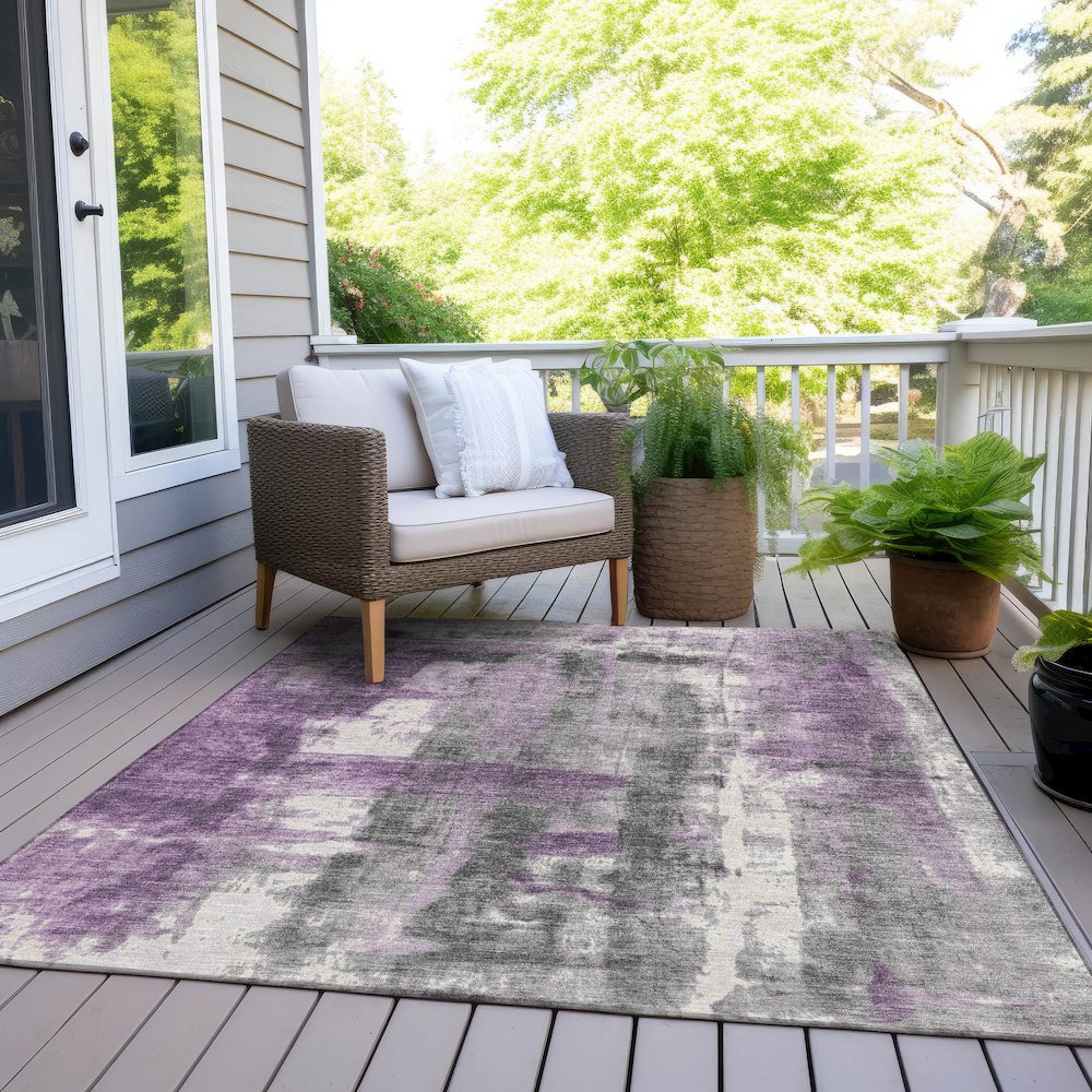 Machine Washable Indoor/Outdoor Chantille Purple 2'6" x 3'10" Rug. Picture 8