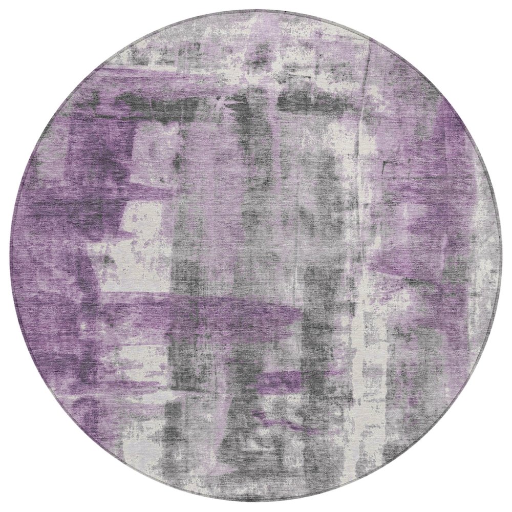 Machine Washable Indoor/Outdoor Chantille Purple 8' x 8' Round Rug. Picture 1