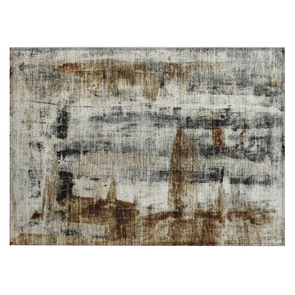 Machine Washable Indoor/Outdoor Chantille Taupe 1'8" x 2'6" Rug. Picture 1