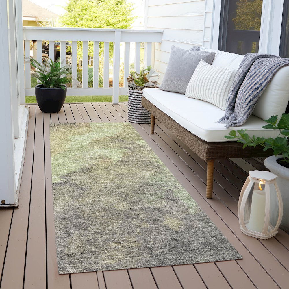 Machine Washable Indoor/Outdoor Chantille Aloe 2'3" x 7'6" Runner Rug. Picture 6