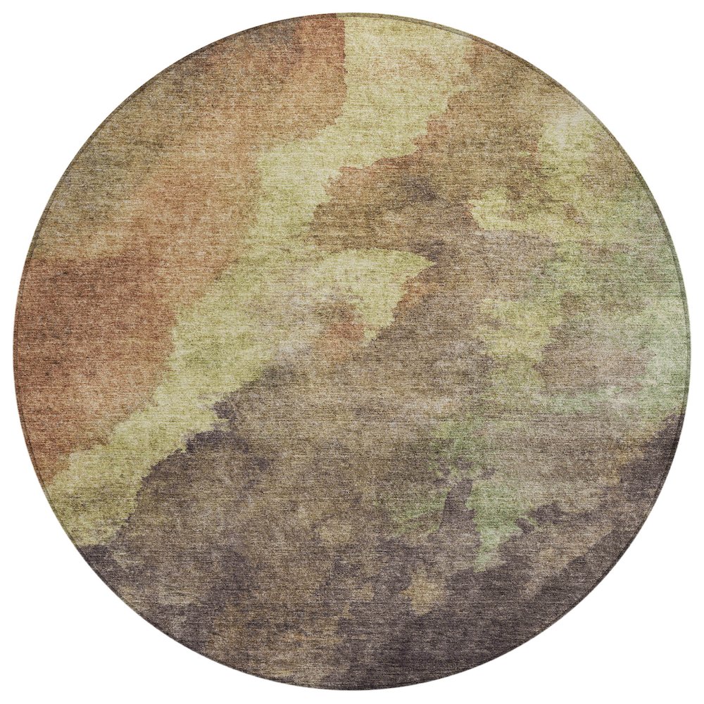 Machine Washable Indoor/Outdoor Chantille Mocha 8' x 8' Round Rug. Picture 1
