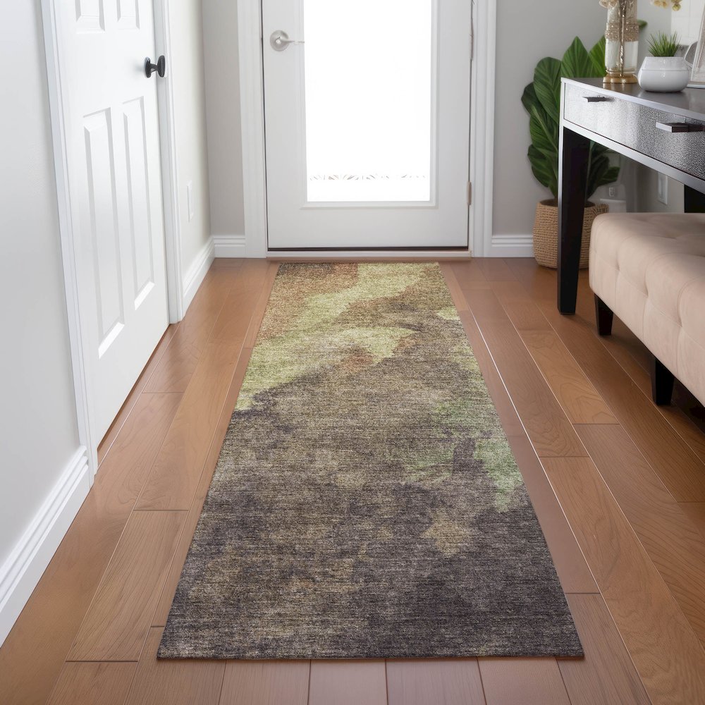 Machine Washable Indoor/Outdoor Chantille Mocha 2'3" x 7'6" Runner Rug. Picture 5