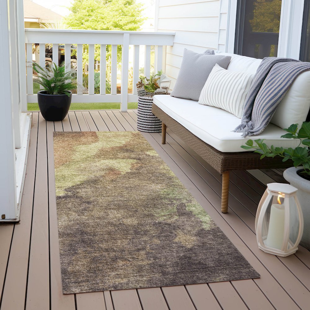 Machine Washable Indoor/Outdoor Chantille Mocha 2'3" x 7'6" Runner Rug. Picture 6