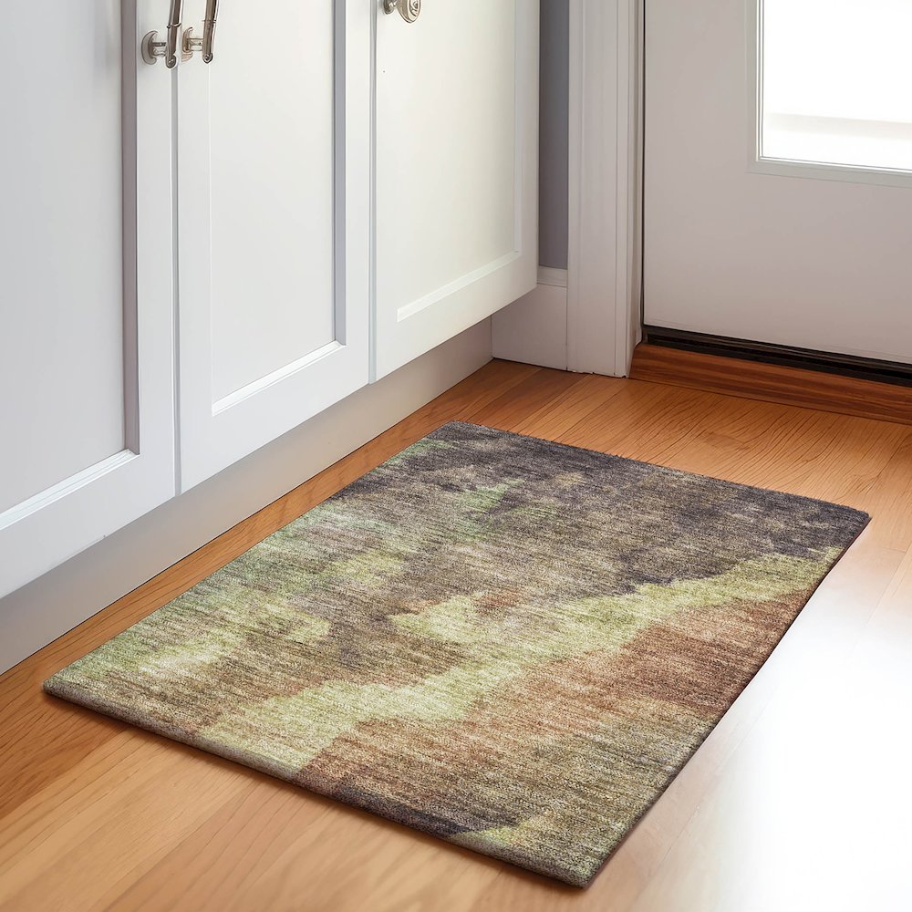 Machine Washable Indoor/Outdoor Chantille Mocha 1'8" x 2'6" Rug. Picture 5
