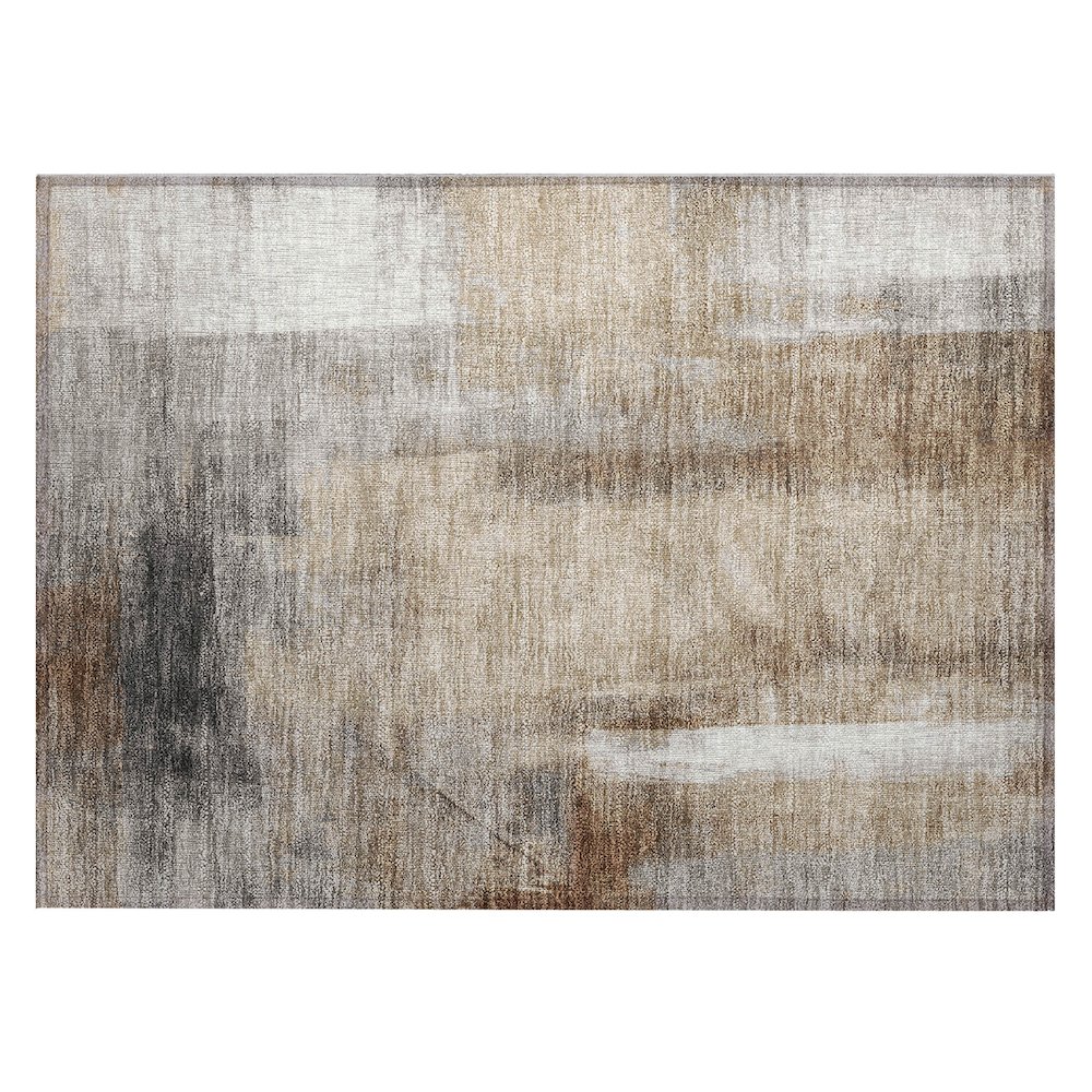 Machine Washable Indoor/Outdoor Chantille Beige 1'8" x 2'6" Rug. Picture 1