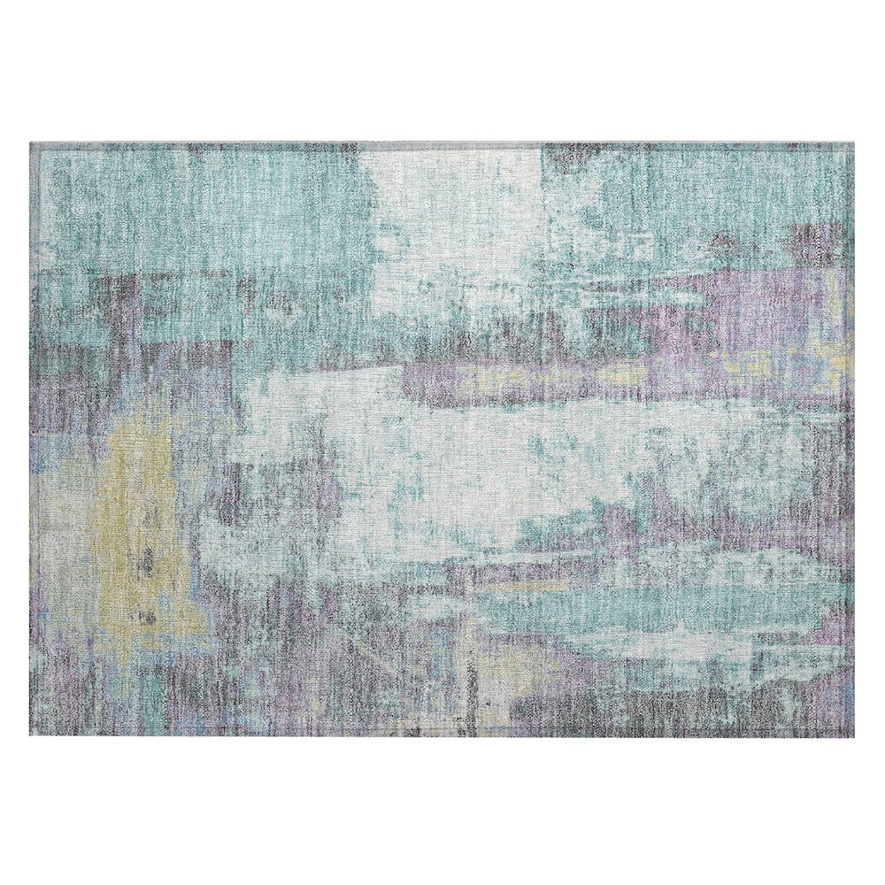 Machine Washable Indoor/Outdoor Chantille Teal 1'8" x 2'6" Rug. Picture 1