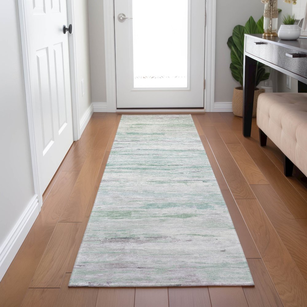 Machine Washable Indoor/Outdoor Chantille Aloe 2'3" x 7'6" Runner Rug. Picture 5