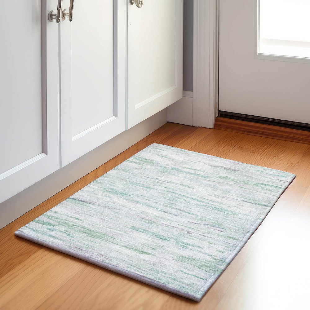 Machine Washable Indoor/Outdoor Chantille Aloe 1'8" x 2'6" Rug. Picture 5