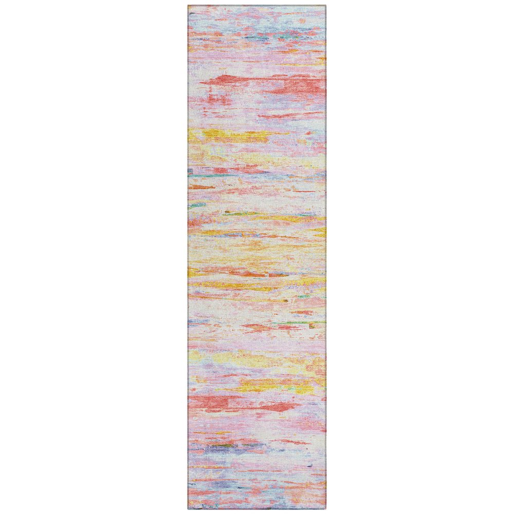Machine Washable Indoor/Outdoor Chantille Coral 2'3" x 7'6" Runner Rug. Picture 1