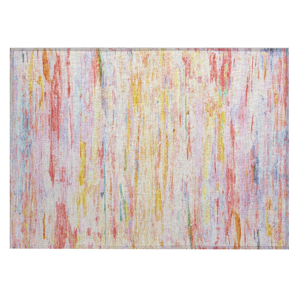 Machine Washable Indoor/Outdoor Chantille Coral 1'8" x 2'6" Rug. Picture 1