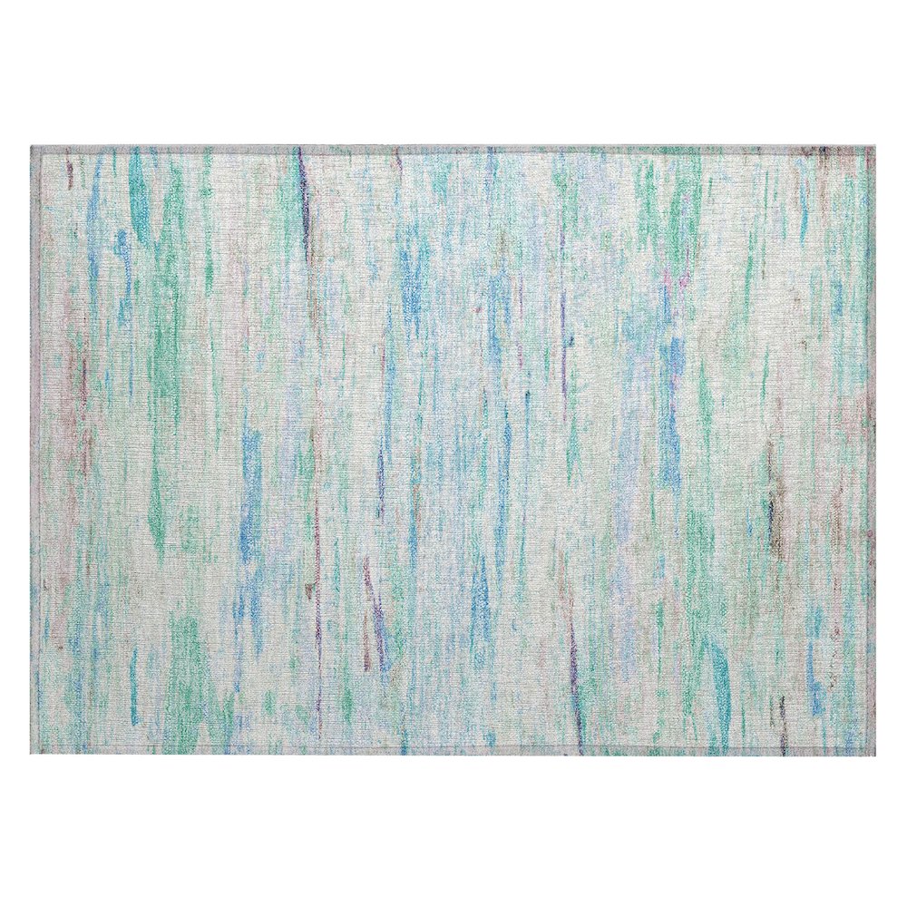 Machine Washable Indoor/Outdoor Chantille Teal 1'8" x 2'6" Rug. Picture 1
