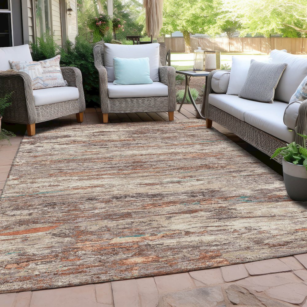 Machine Washable Indoor/Outdoor Chantille Terracotta 2'6" x 3'10" Rug. Picture 7
