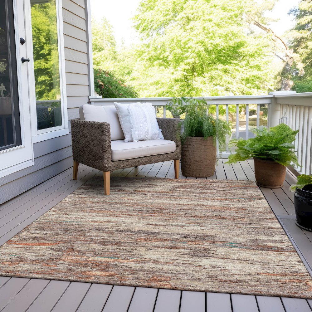 Machine Washable Indoor/Outdoor Chantille Terracotta 2'6" x 3'10" Rug. Picture 8