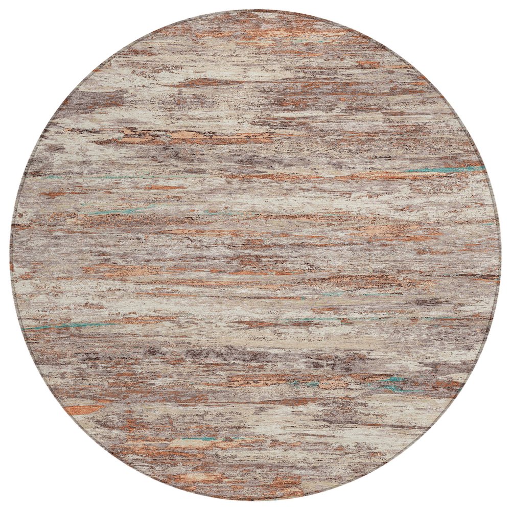 Machine Washable Indoor/Outdoor Chantille Terracotta 8' x 8' Round Rug. Picture 1