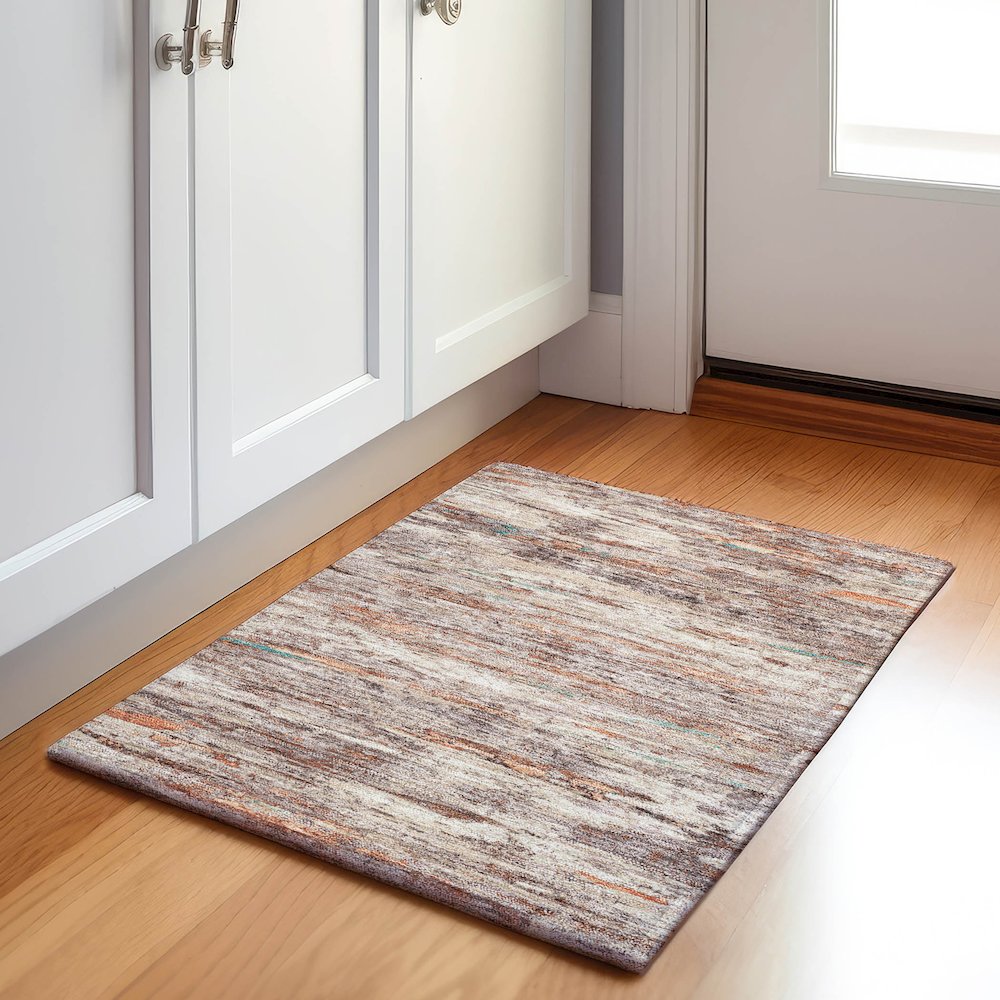 Machine Washable Indoor/Outdoor Chantille Terracotta 1'8" x 2'6" Rug. Picture 5