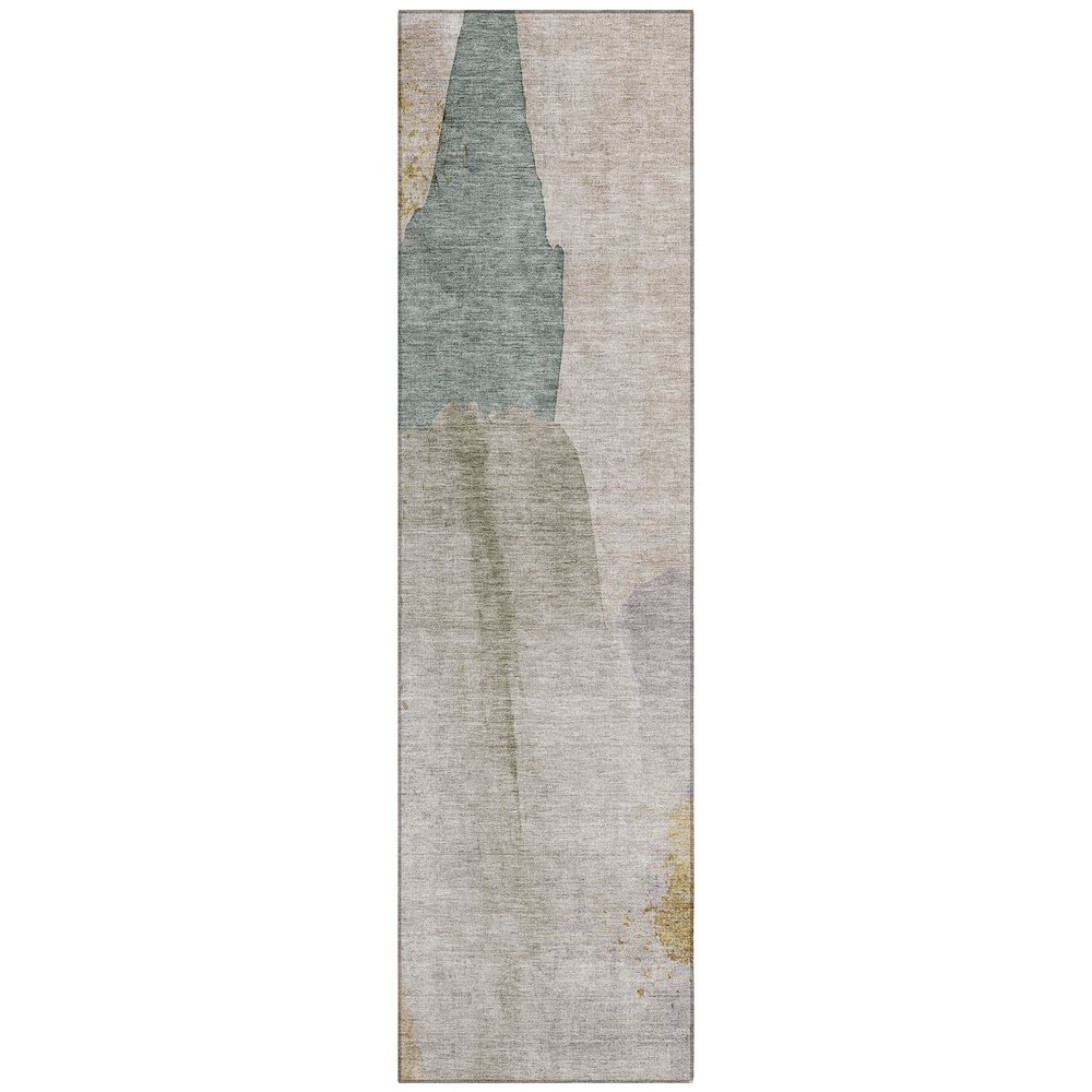 Machine Washable Indoor/Outdoor Chantille Beige 2'3" x 7'6" Runner Rug. Picture 1