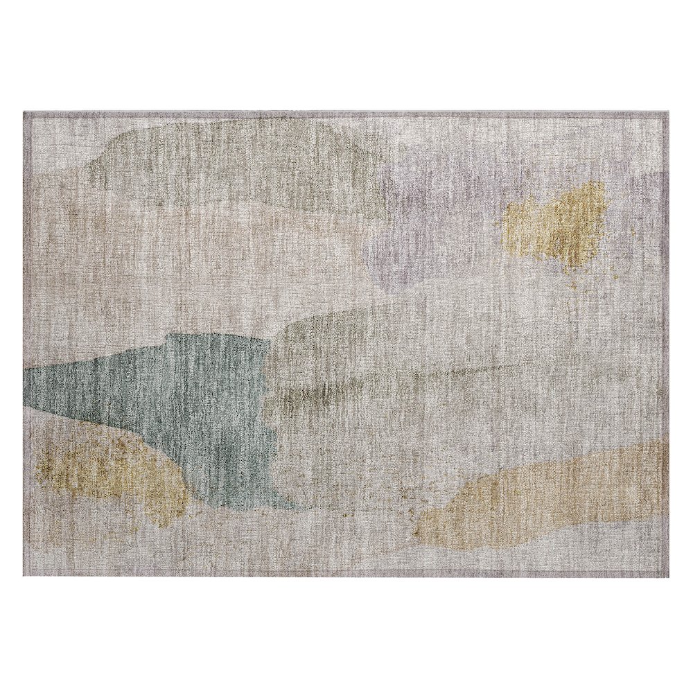 Machine Washable Indoor/Outdoor Chantille Beige 1'8" x 2'6" Rug. Picture 1