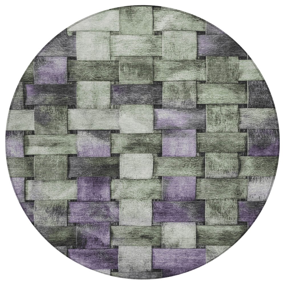 Machine Washable Indoor/Outdoor Chantille Sage 8' x 8' Round Rug. Picture 1