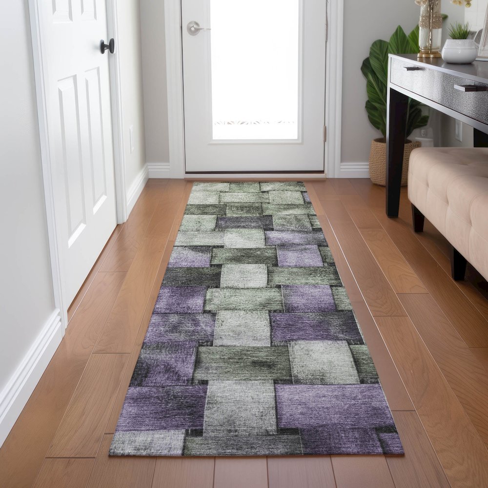 Machine Washable Indoor/Outdoor Chantille Sage 2'3" x 7'6" Runner Rug. Picture 5