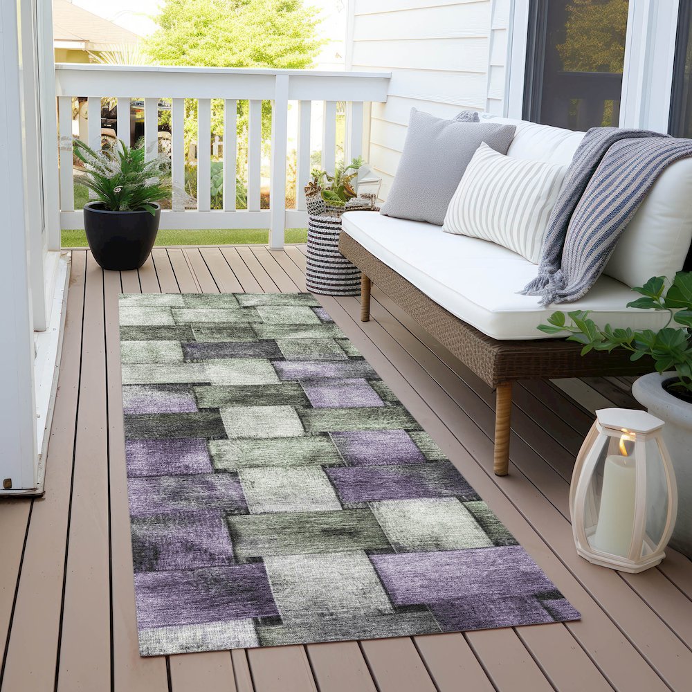 Machine Washable Indoor/Outdoor Chantille Sage 2'3" x 7'6" Runner Rug. Picture 6