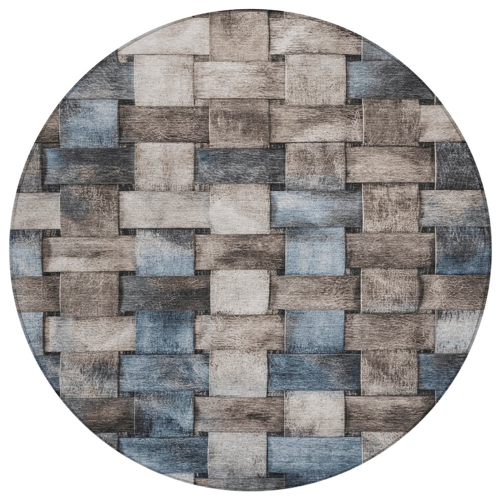 Machine Washable Indoor/Outdoor Chantille Taupe 8' x 8' Round Rug. Picture 1