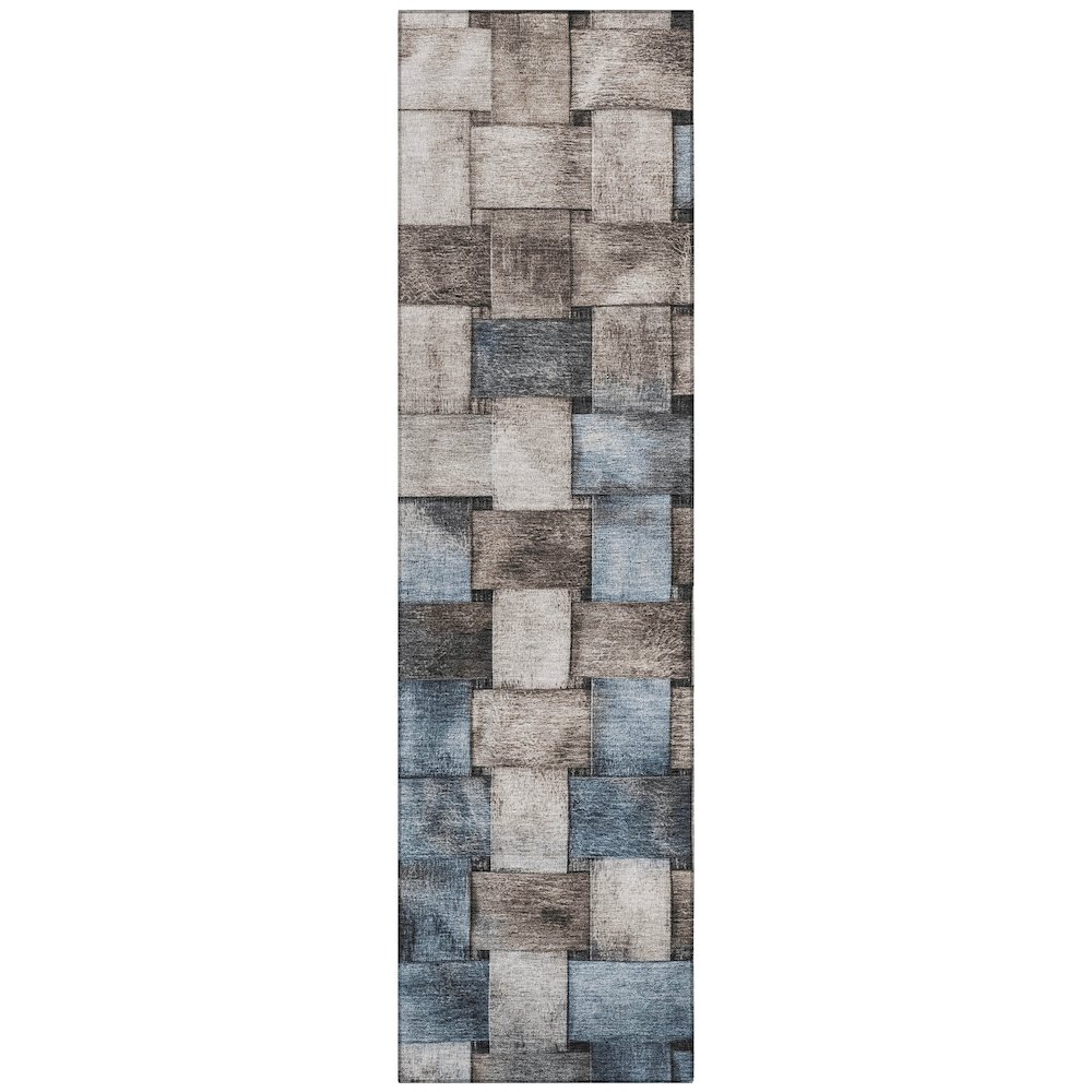 Machine Washable Indoor/Outdoor Chantille Taupe 2'3" x 7'6" Runner Rug. Picture 1