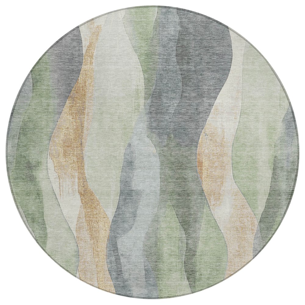 Machine Washable Indoor/Outdoor Chantille Aloe 8' x 8' Round Rug. Picture 1