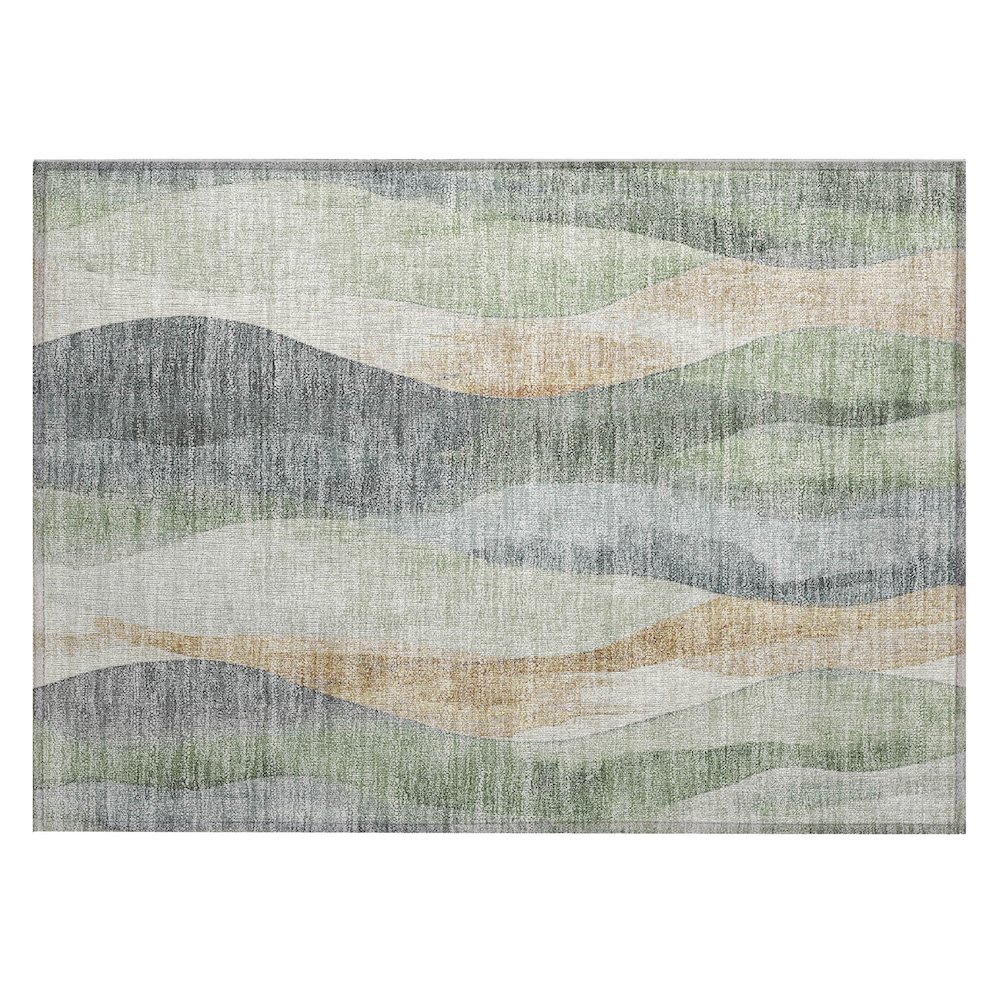 Machine Washable Indoor/Outdoor Chantille Aloe 1'8" x 2'6" Rug. Picture 1