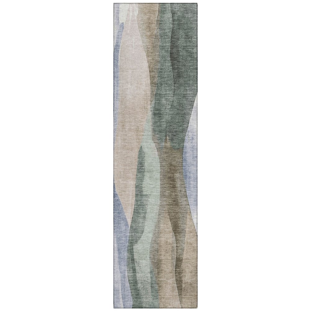 Machine Washable Indoor/Outdoor Chantille Beige 2'3" x 7'6" Runner Rug. Picture 1