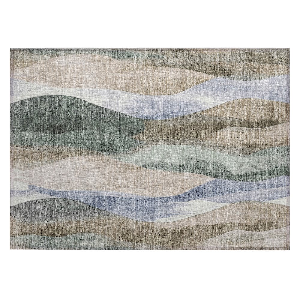 Machine Washable Indoor/Outdoor Chantille Beige 1'8" x 2'6" Rug. Picture 1