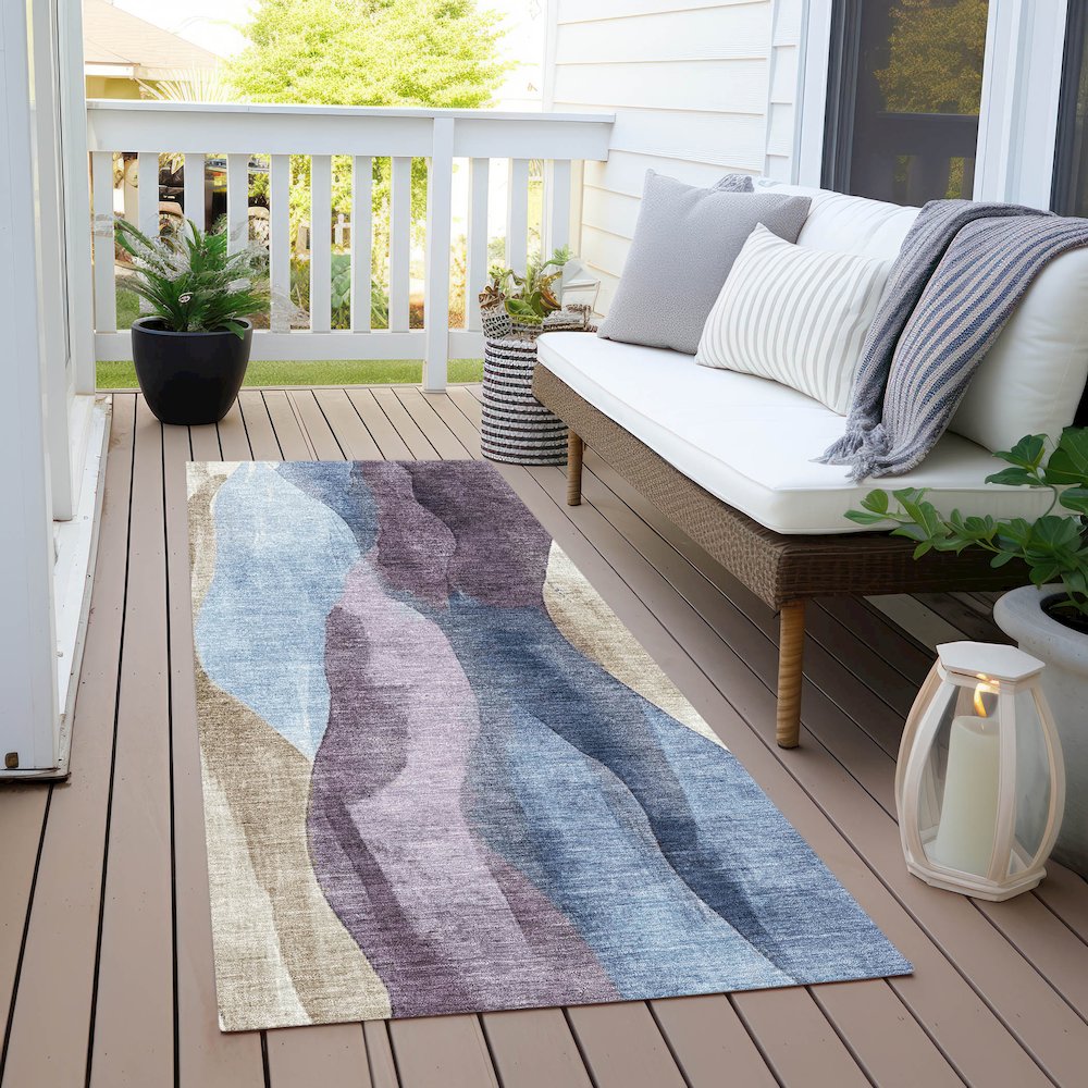 Machine Washable Indoor/Outdoor Chantille Denim 2'3" x 7'6" Runner Rug. Picture 6