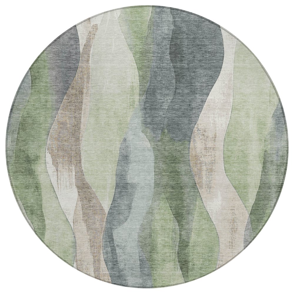 Machine Washable Indoor/Outdoor Chantille Fern 8' x 8' Round Rug. Picture 1