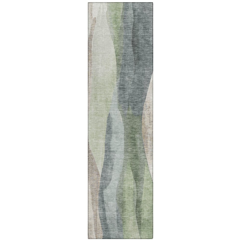Machine Washable Indoor/Outdoor Chantille Fern 2'3" x 7'6" Runner Rug. Picture 1