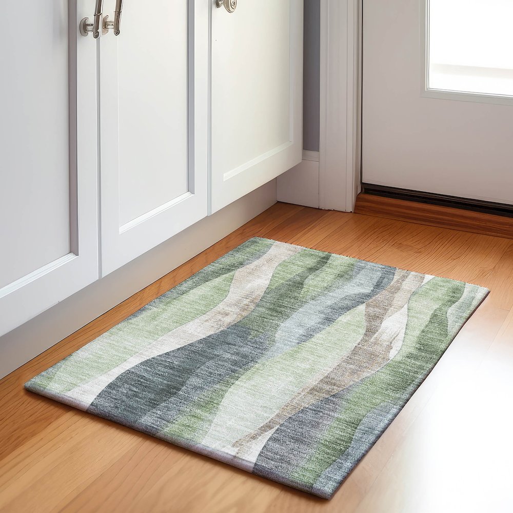 Machine Washable Indoor/Outdoor Chantille Fern 1'8" x 2'6" Rug. Picture 5