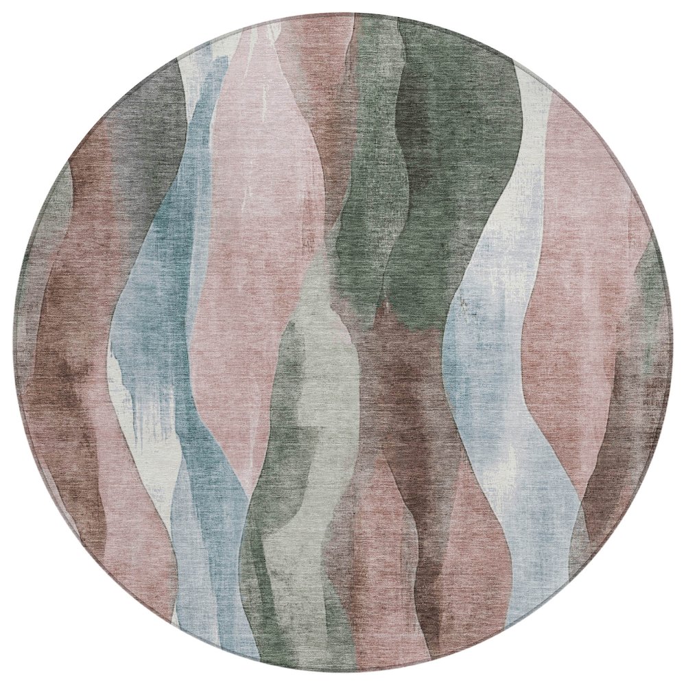 Machine Washable Indoor/Outdoor Chantille Salmon 8' x 8' Round Rug. Picture 1