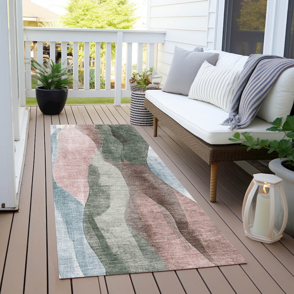 Machine Washable Indoor/Outdoor Chantille Salmon 2'3" x 7'6" Runner Rug. Picture 6