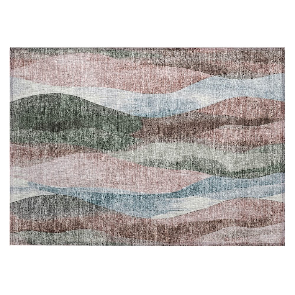 Machine Washable Indoor/Outdoor Chantille Salmon 1'8" x 2'6" Rug. Picture 1