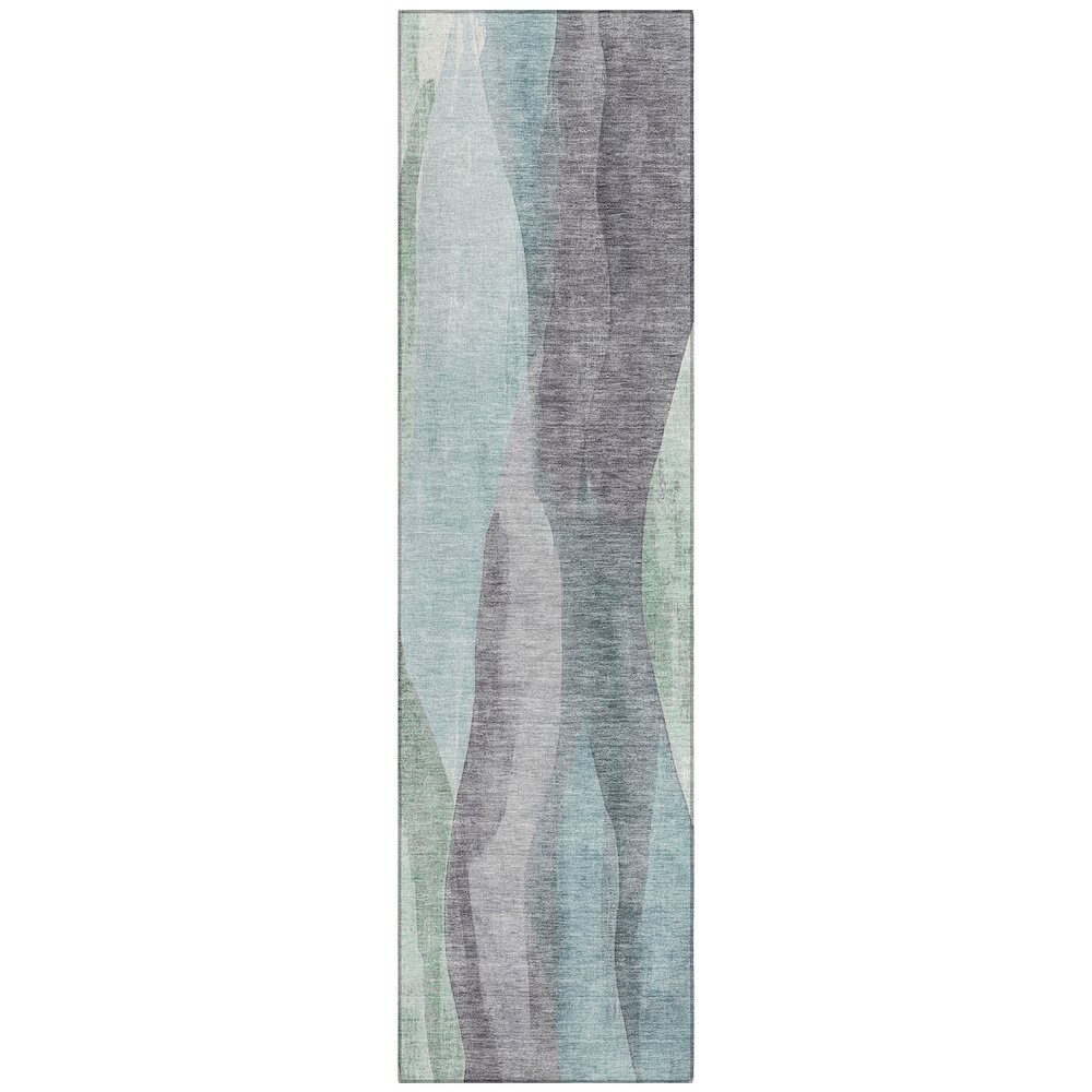 Machine Washable Indoor/Outdoor Chantille Teal 2'3" x 7'6" Runner Rug. Picture 1
