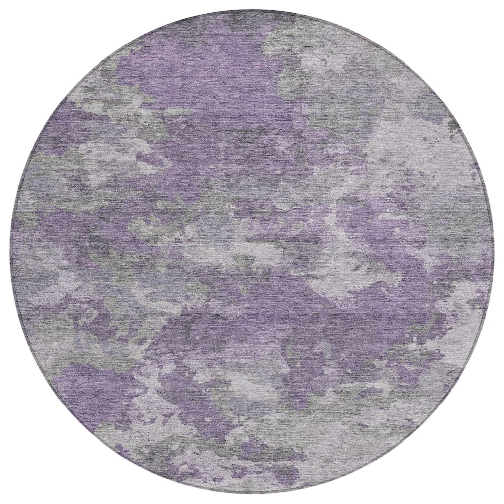 Machine Washable Indoor/Outdoor Chantille Purple 8' x 8' Round Rug. Picture 1