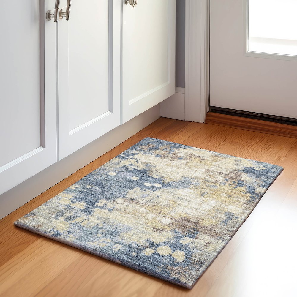 Machine Washable Indoor/Outdoor Chantille Gold 1'8" x 2'6" Rug. Picture 5