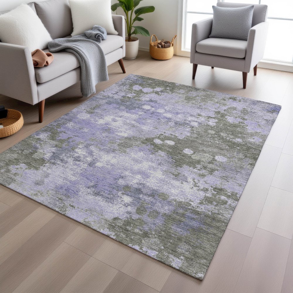 Machine Washable Indoor/Outdoor Chantille Lavender 2'6" x 3'10" Rug. Picture 5