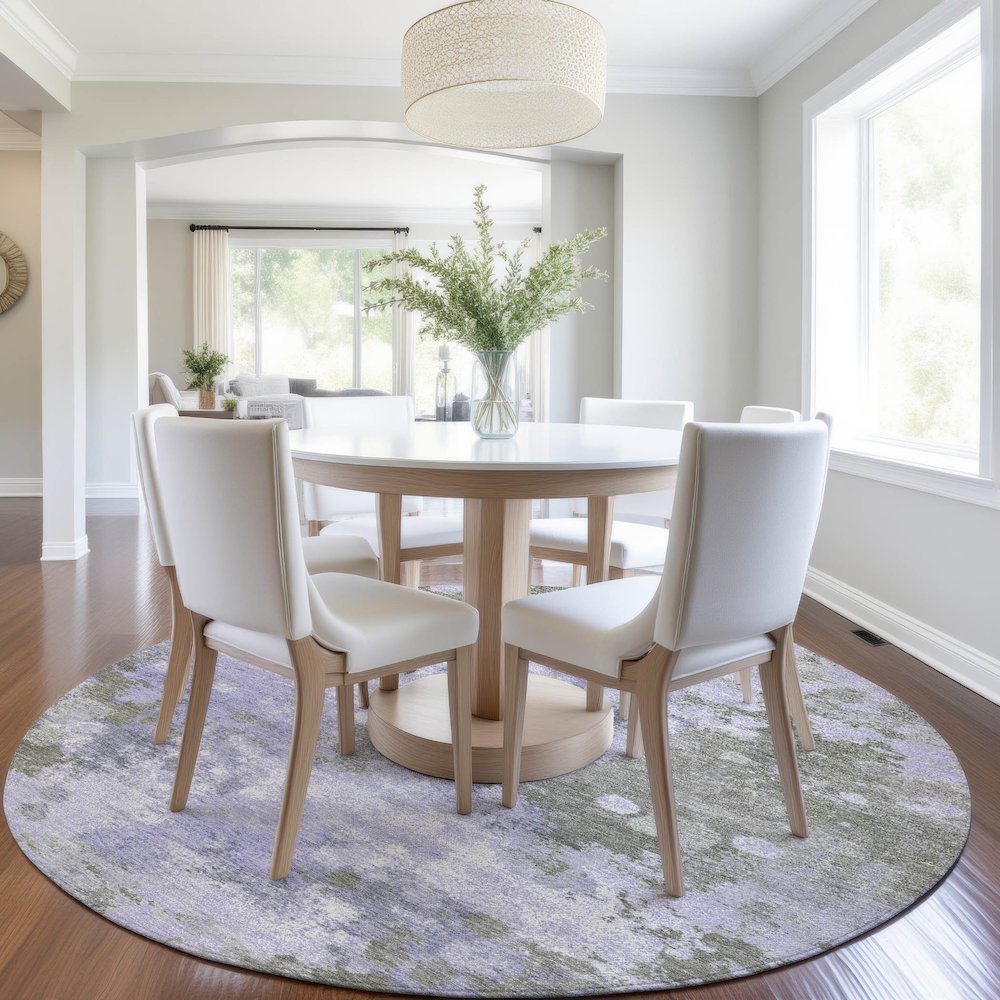 Machine Washable Indoor/Outdoor Chantille Lavender 8' x 8' Round Rug. Picture 5