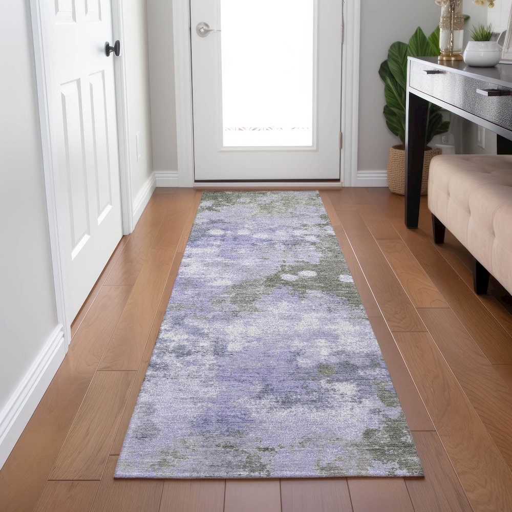 Machine Washable Indoor/Outdoor Chantille Lavender 2'3" x 7'6" Runner Rug. Picture 5