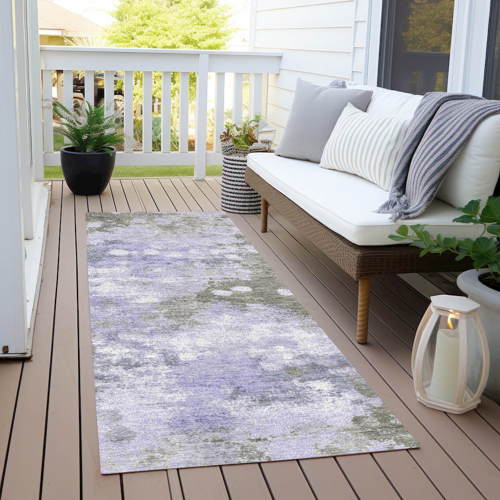Machine Washable Indoor/Outdoor Chantille Lavender 2'3" x 7'6" Runner Rug. Picture 6