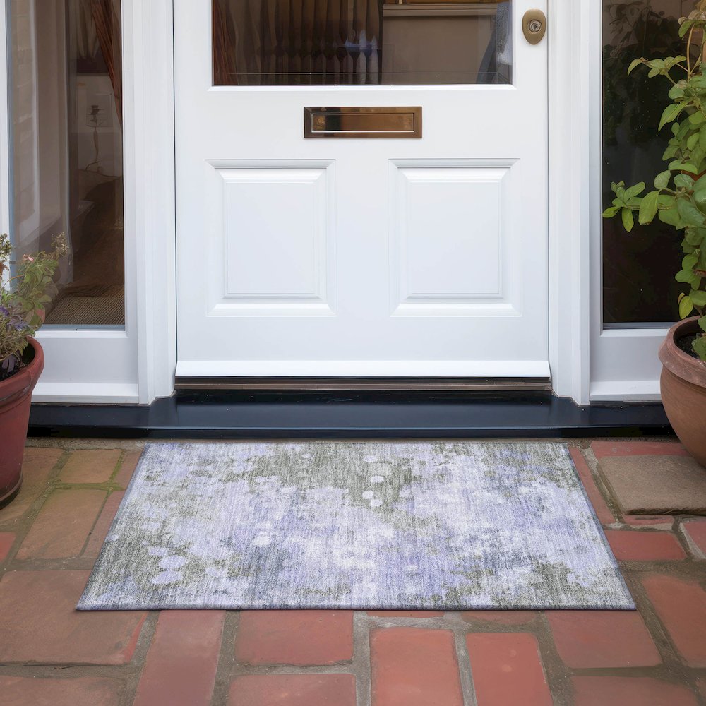 Machine Washable Indoor/Outdoor Chantille Lavender 1'8" x 2'6" Rug. Picture 6