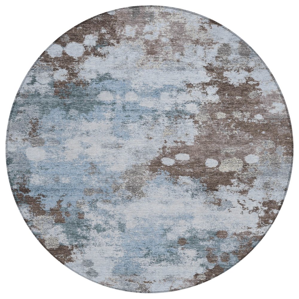 Machine Washable Indoor/Outdoor Chantille Sky 8' x 8' Round Rug. Picture 1