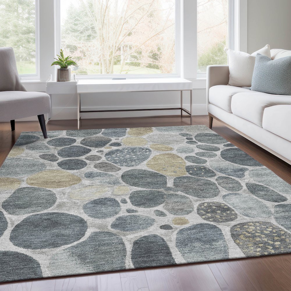 Machine Washable Indoor/Outdoor Chantille Pewter 2'6" x 3'10" Rug. Picture 6