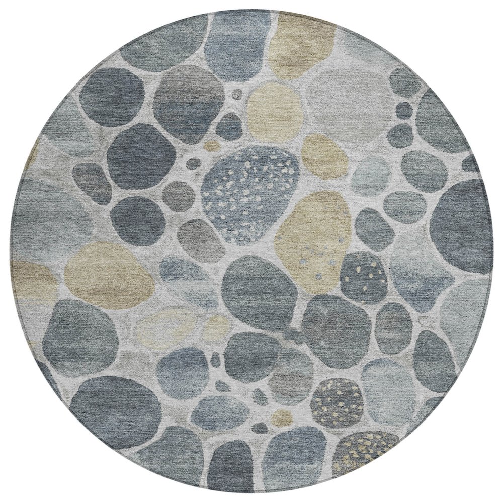 Machine Washable Indoor/Outdoor Chantille Pewter 8' x 8' Round Rug. Picture 1