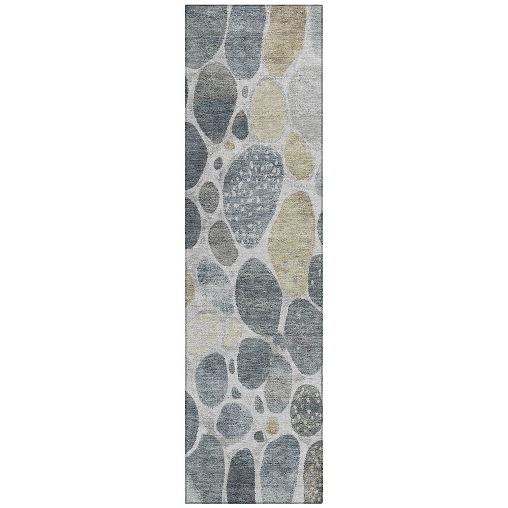 Machine Washable Indoor/Outdoor Chantille Pewter 2'3" x 7'6" Runner Rug. Picture 1