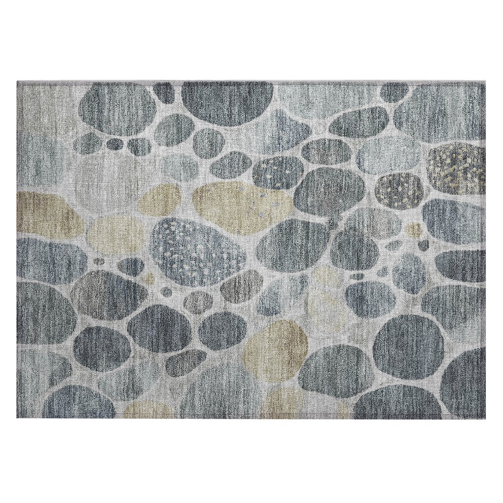 Machine Washable Indoor/Outdoor Chantille Pewter 1'8" x 2'6" Rug. Picture 1